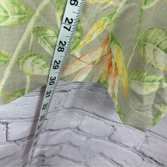 Caribbean silk Tropical floral Leaf pattern casual camp Hawaiian Shirt sz L - Picture 5 of 6